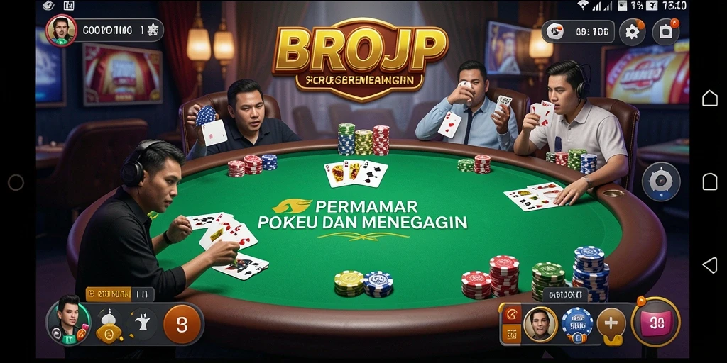 Screenshot gameplay BROJP dalam aksi permainan Poker.