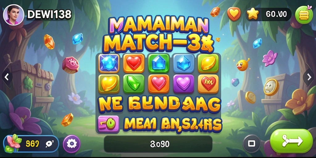 Screenshot DEWI138 menampilkan aksi gameplay Match-3 yang mendebarkan.