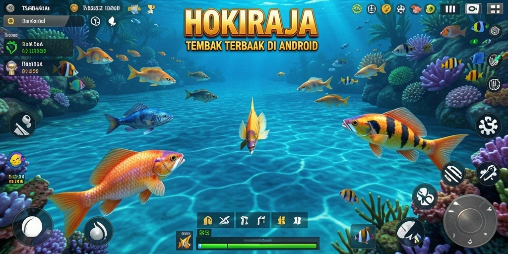 Tampilan gameplay HOKIRAJA dengan aksi menembak ikan yang seru.