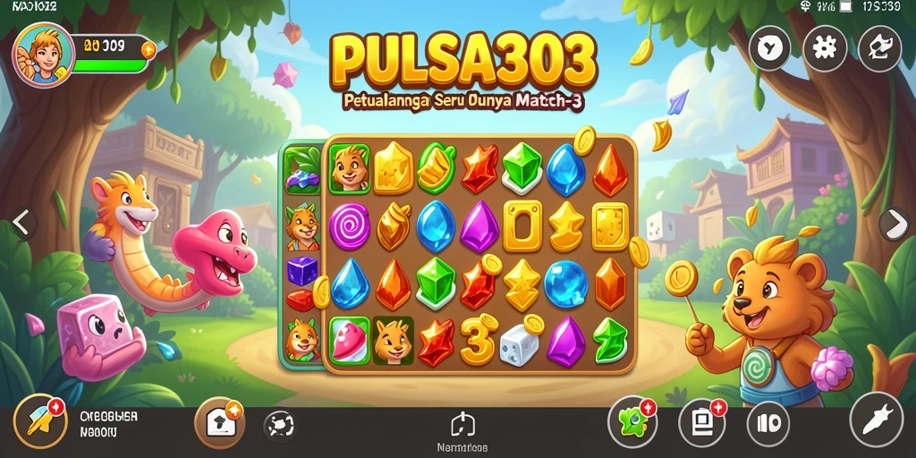 Screenshot utama menampilkan gameplay seru dari PULSA303 Match-3.